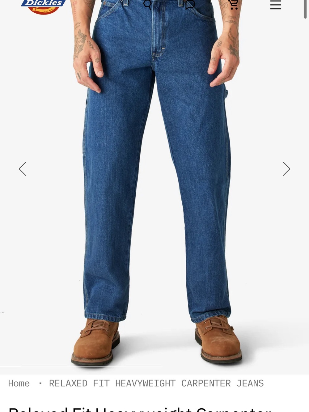 Dickies Men's Relaxed Fit Carpenter Jeans in Medium Blue